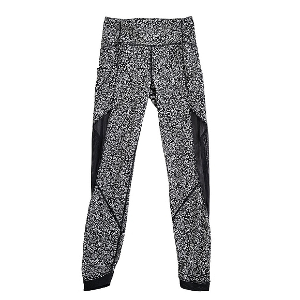 Lululemon Sole Training 7/8 Tight Sheer Mesh Panel Daisy Dust Alpine Black